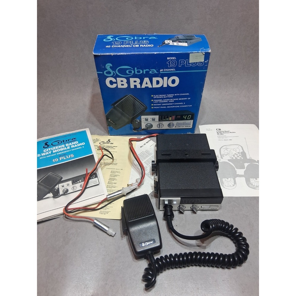 Cobra 19 Plus CB Radio - Compact Size with microphone, Box And Manuals